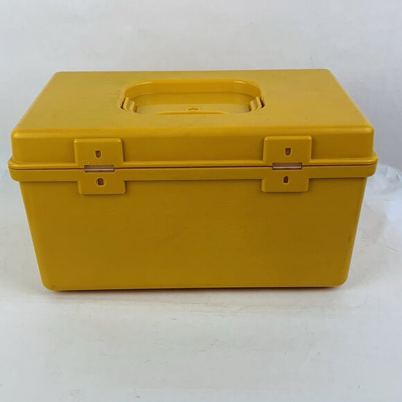 Vintage Wilson Yellow Plastic Sewing Box Wil-Hold MCM Craft Storage - Picture 4 of 16